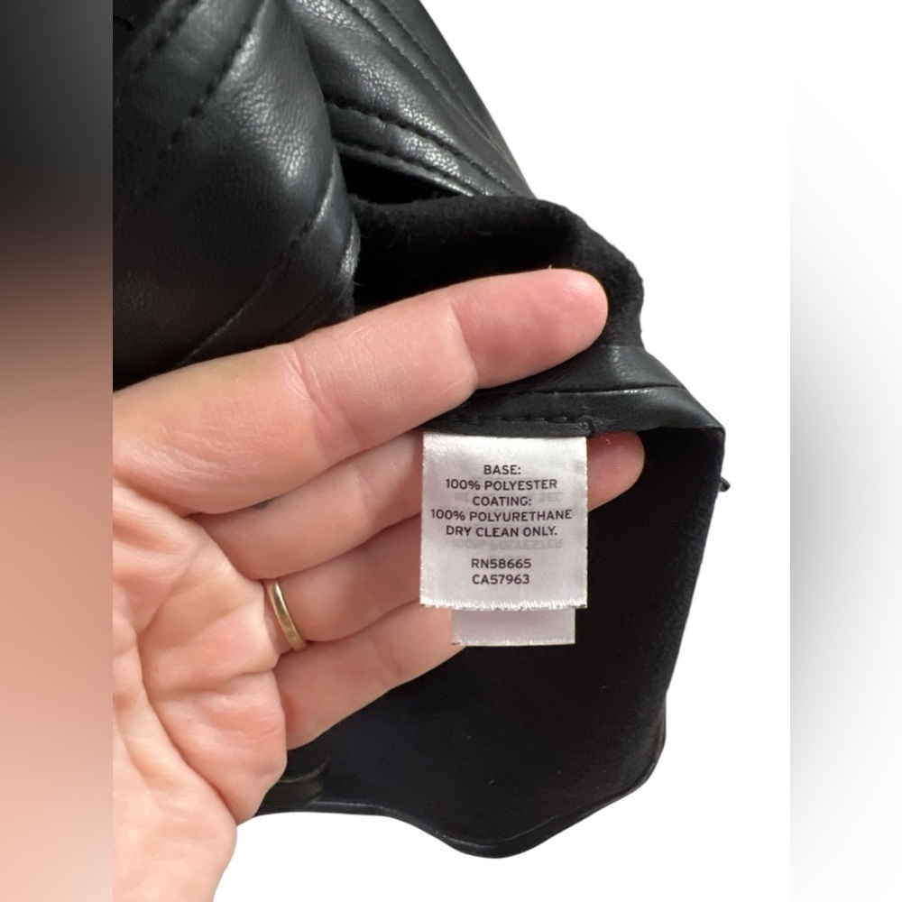 Open Edit Black Leather Button Down Collared Shor… - image 4